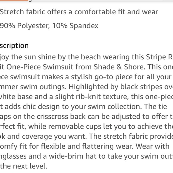 Shade & Shore Women’s One Piece Swimsuit Black & White Striped Size XL - Picture 2 of 9